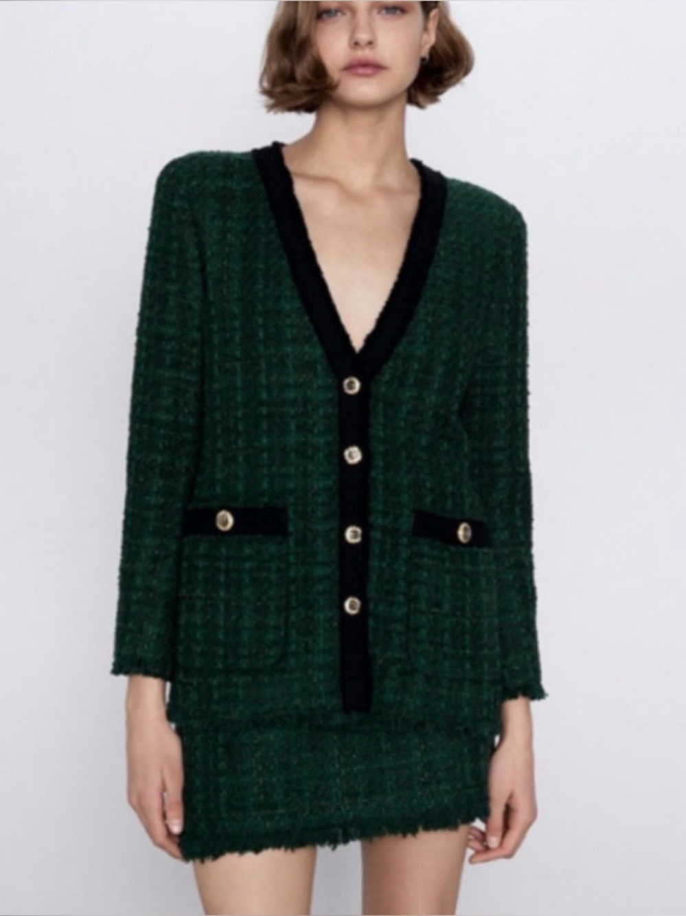 Zara chic BLAZER jacket tweed blazer women size M Chanel style CC - Picture 16 of 16